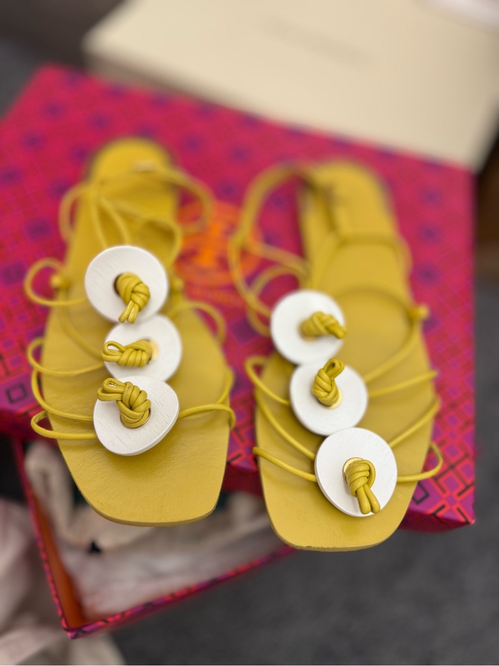 Tory burch Sandals with White Button Accents